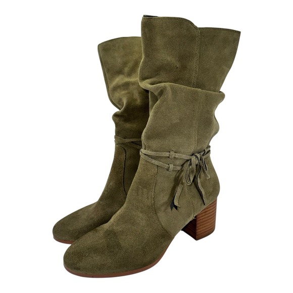 Violet & Red Shoes - Violet & Red Janine Tall Shaft Olive Green Suede Boots Sz 8.5M